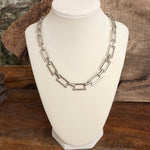 Urban Edge – Chunky Flat Rectangle Link Necklace in Silver Tone