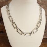 Urban Edge – Chunky Flat Rectangle Link Necklace in Silver Tone