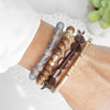 Boho Bracelet Set in Brown Grey and worn gold tone