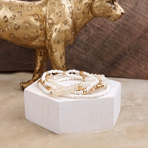 Sunwashed Layers – Dainty Beaded Bracelet Set (4pc)