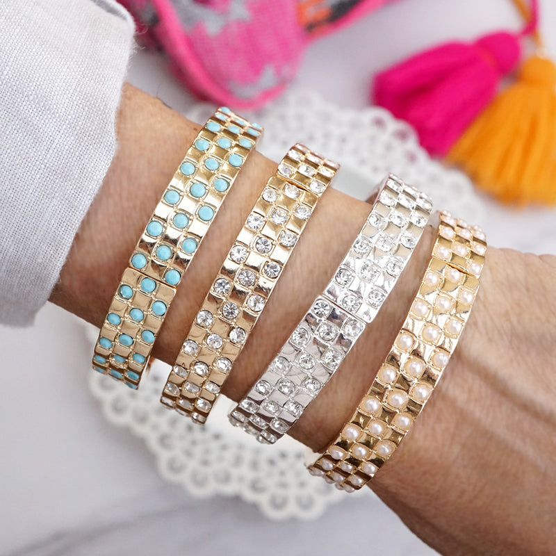 Luxe Check – Checker Crystal Stretch Bangle