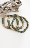 Beaded bracelets set in Olive Green and Gold