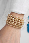 Multi size ball beaded bracelet stack gold tone bracelets