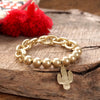 Chunky Chain and Beads Cactus Bracelet in Worn Gold Tone