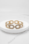 Sparkly Bangles hinge stretch links Gold tone Crystals