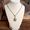 Short Beaded Necklace with Semi-Precious Teardrop Stone Pendant