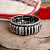 Western Stretchy Bangles – Hearts or Stripes in Worn Silver Tone