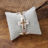 Cross bracelet in Worn Silver Gold tone boho style