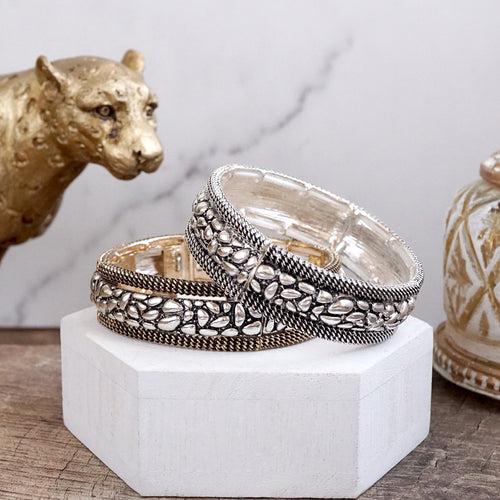 Moon Pebble – Textured Wide Stretch Bangle
