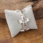 Cross bracelet in Worn Silver Gold tone boho style