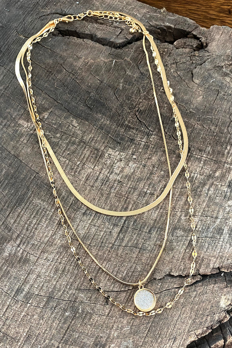 Layered gold tone short necklace set