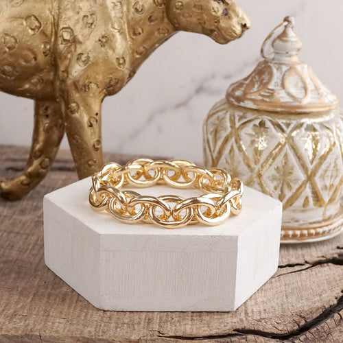 Bold Links – Chunky Chain Stretchy Bracelet - in Gold or Silver