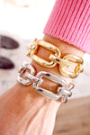 Chunky Chain Statement Stretchy Bangle Bracelet in gold or silver tone