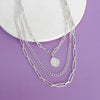 Multi Layer Coin Pendant Chain Necklace Gold or Silver Tone