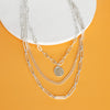 Multi Layer Coin Pendant Chain Necklace Gold or Silver Tone