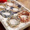 Layered Crystal Glass and Gold Beaded Fall Bracelets Sets