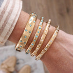 Gold-Tone Eternity Stretch Bangle – Pearls, Turquoise, or Crystals