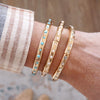 Gold-Tone Eternity Stretch Bangle – Pearls, Turquoise, or Crystals