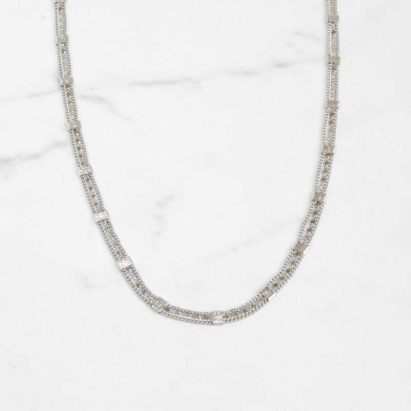 Fused station multi dainty chain necklace Gold Silver