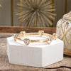 Heart Faceted Crystals Stretchy Stackable Station Bangles – Gold & Silver Tone