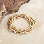 Small metal beads bracelet stack of 5 bracelets Gold Silver