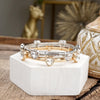 Heart Faceted Crystals Stretchy Stackable Station Bangles – Gold & Silver Tone