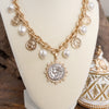 Boho Coin and Pearl Charms Statement Necklace – Gold and Silver Tone