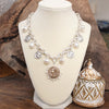 Boho Coin and Pearl Charms Statement Necklace – Gold and Silver Tone