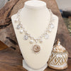 Boho Coin and Pearl Charms Statement Necklace – Gold and Silver Tone