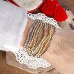 Tiny Ball Beads Layering Bracelet Stack of 10 bracelets Gold Silver Gunmetal