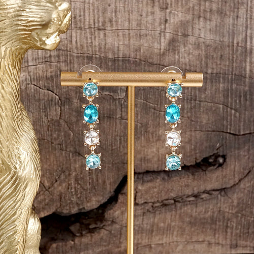 Color Cascade – Linear Drop Earrings with Sparkling Crystals