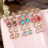 Color Cascade – Linear Drop Earrings with Sparkling Crystals