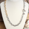 Dual-Tone Chunky Chain Necklace with Toggle Closure