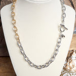 Dual-Tone Chunky Chain Necklace with Toggle Closure