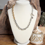 Dual-Tone Chunky Chain Necklace with Toggle Closure