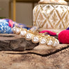 Sweetheart Shine – Gold Stretchy Bangle with Pearl Hearts