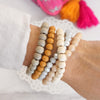 Wood glass basic bracelets stack beaded bracelet set