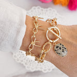 Bow Link Bracelet Gold Tone