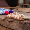 Chunky Beaded Bracelets set in Mute Pink Wooden Acrylic and Glass beads