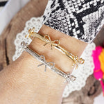 Bow Bangle Bracelet - Gold Silver Tone