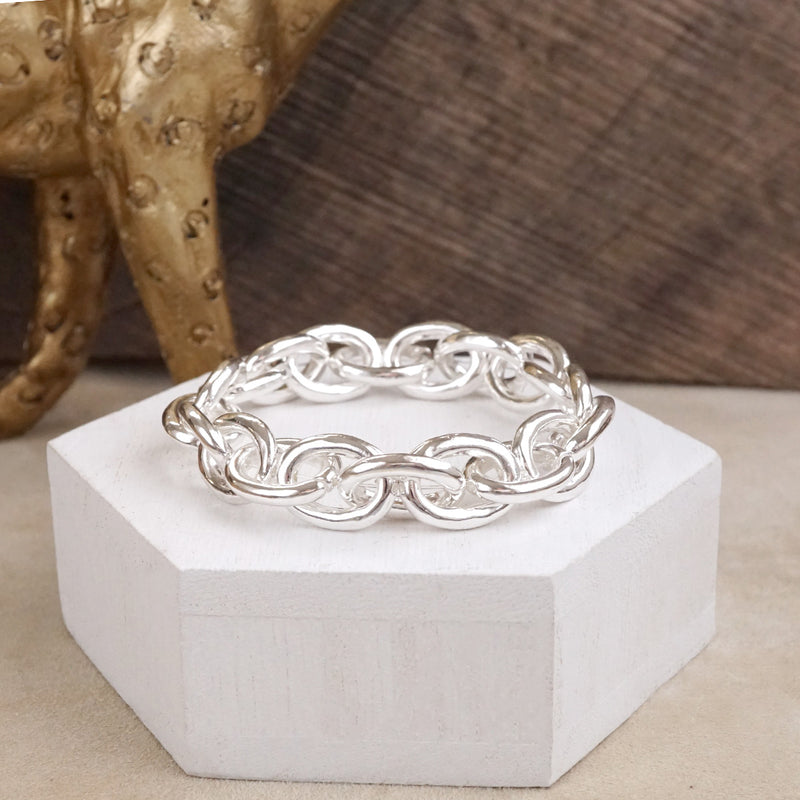 Bold Links – Chunky Chain Stretchy Bracelet - in Gold or Silver