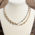Short Anchor Chain Necklace with Emerald-Cut Crystal – Gold or Silver