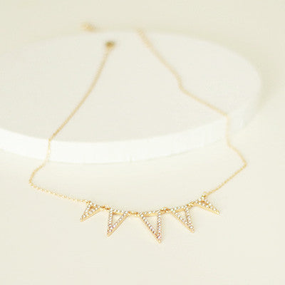 Pave Triangle Spikes Dainty Necklace