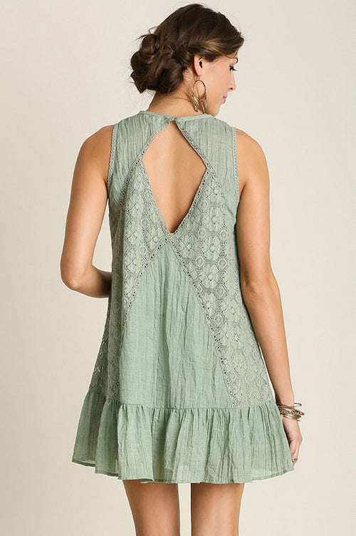 Sweet Spring Lace Dress in Sage
