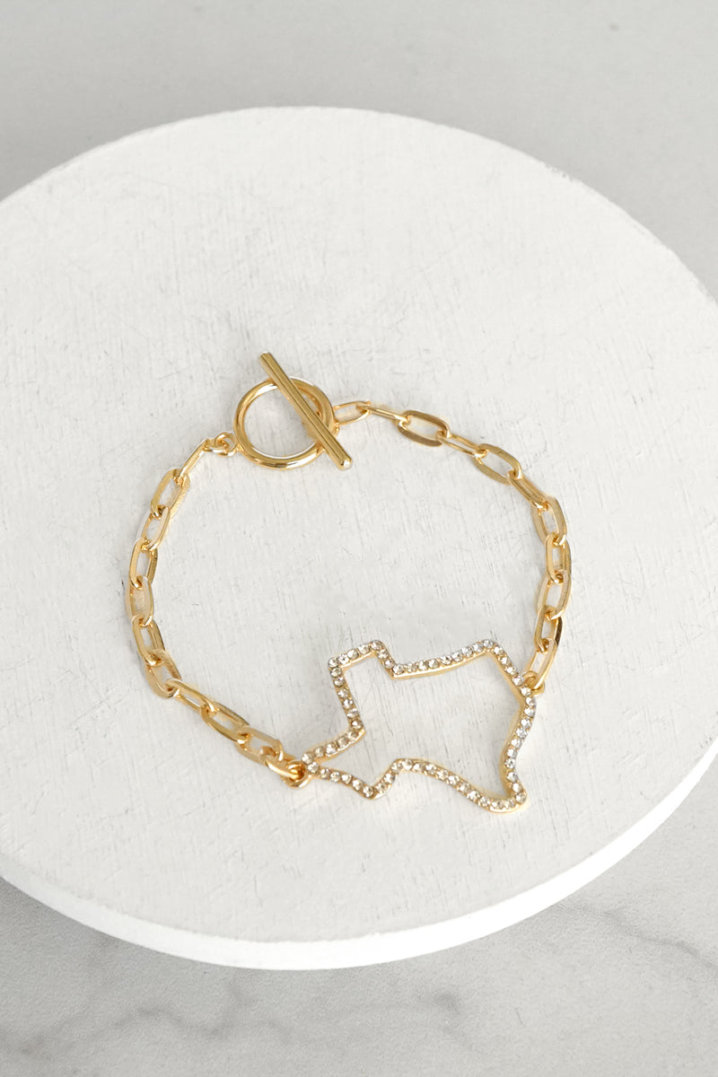 Texas pave chain bracelet in gold