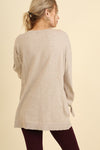 Floral Embroidered Sweater with Wrist Ties in Tan