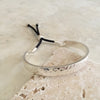 Bar and Rope Cuff Bracelet - Hammered Silver Tone Finish