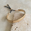 Bar and Rope Cuff Bracelet - Hammered Gold Tone Finish