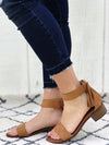 Florence - Strappy Block Heel Sandals in Tan Color