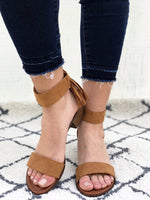 Florence - Strappy Block Heel Sandals in Tan Color